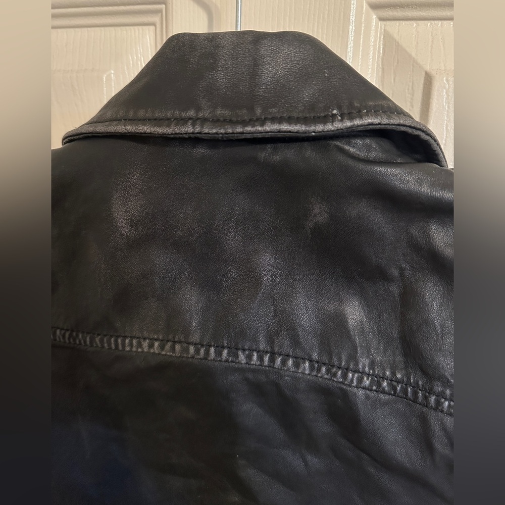 Topshop Sylvia Distressed Leather Vest Jacket, Black, Sz US 2/XS, NWOT - Picture 15 of 16